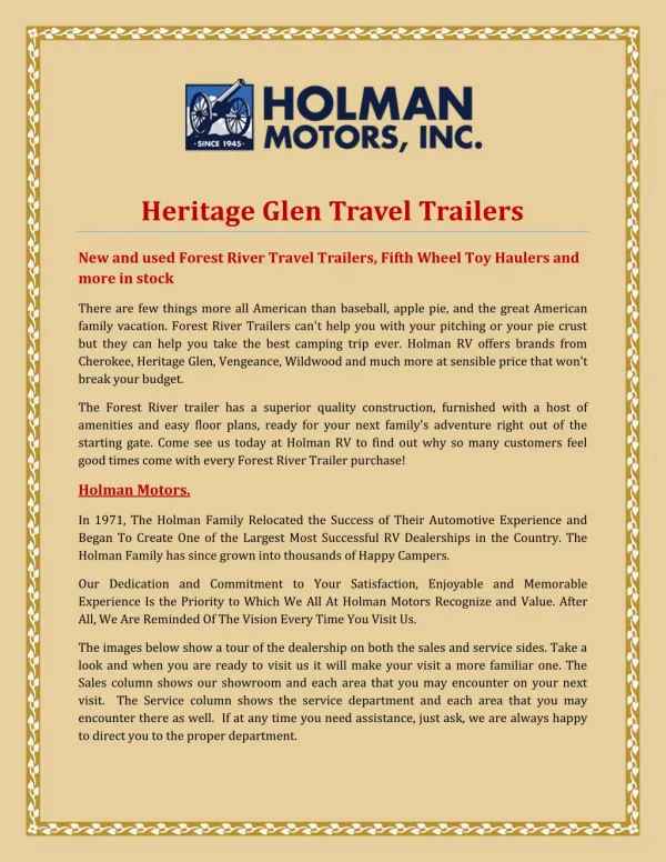 Heritage Glen Travel Trailers