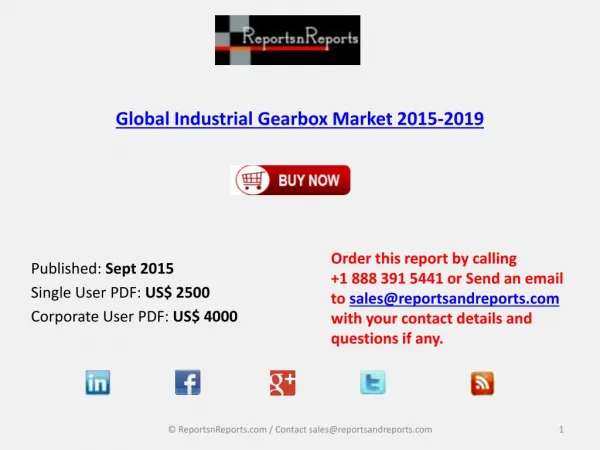 Global Industrial Gearbox Market 2015-2019
