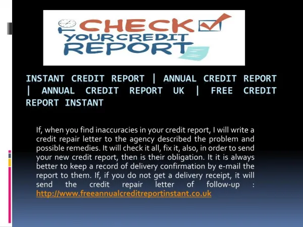 instant credit report @ freeannualcreditreportinstant.co.uk