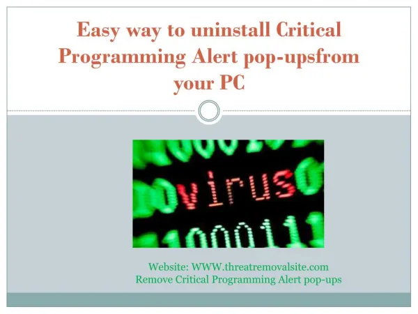 Effective solution to remove Critical Programming Alert pop-ups