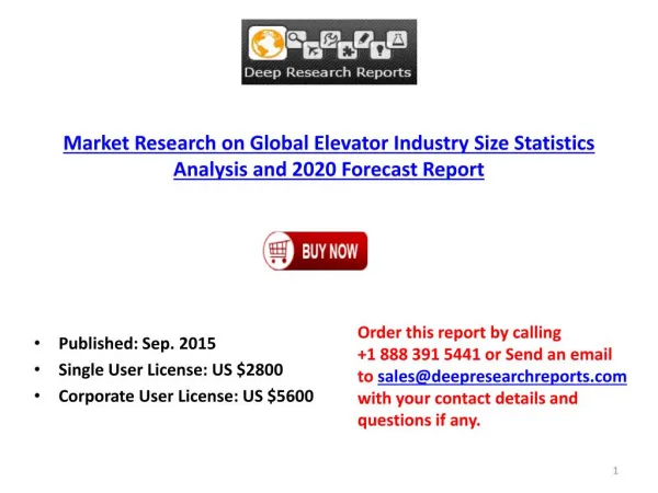 Global Elevator Industry 2015 Market Research Report