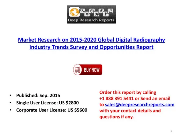2015 Global Digital Radiography Industry Trends Survey and Opportunities Report