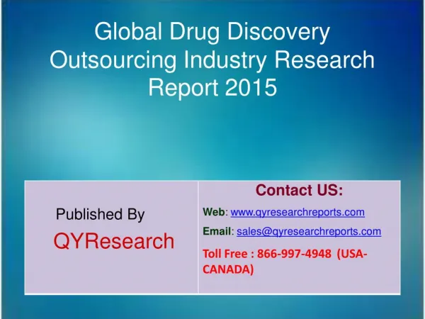 Global Drug Discovery Outsourcing Market 2015 Industry Demands, Trends, Share, Research and Analysis