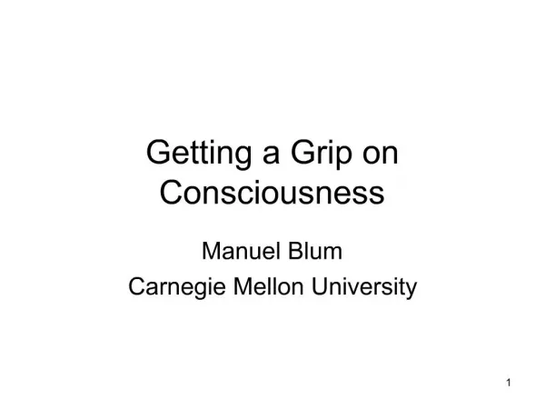 Getting a Grip on Consciousness