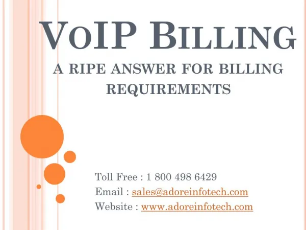VoIP Billing a ripe answer for billing requirements
