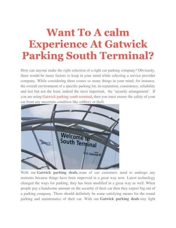 gatwick parking south terminal