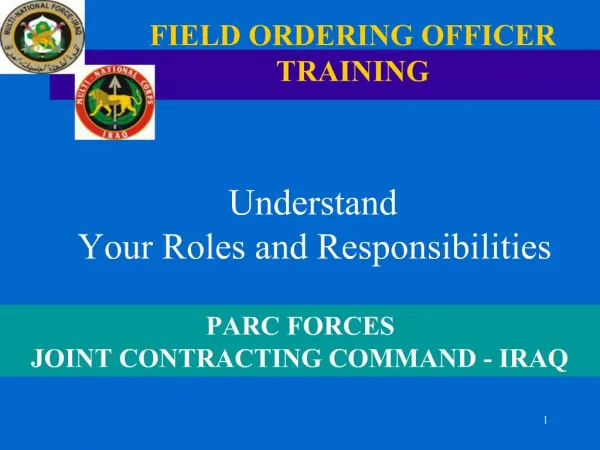 FIELD ORDERING OFFICER TRAINING