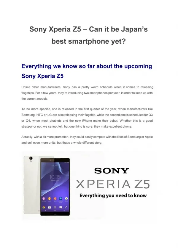 Sony Xperia Z5 – Can it be Japan’s best smartphone yet?