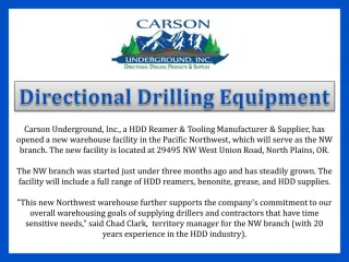 Directional Drilling Equipment - slide 1