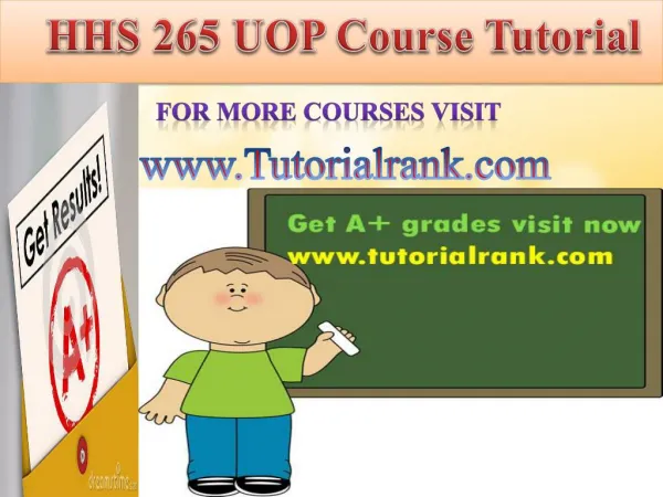 HHS 265 UOP Course Tutorial/Tutorialrank