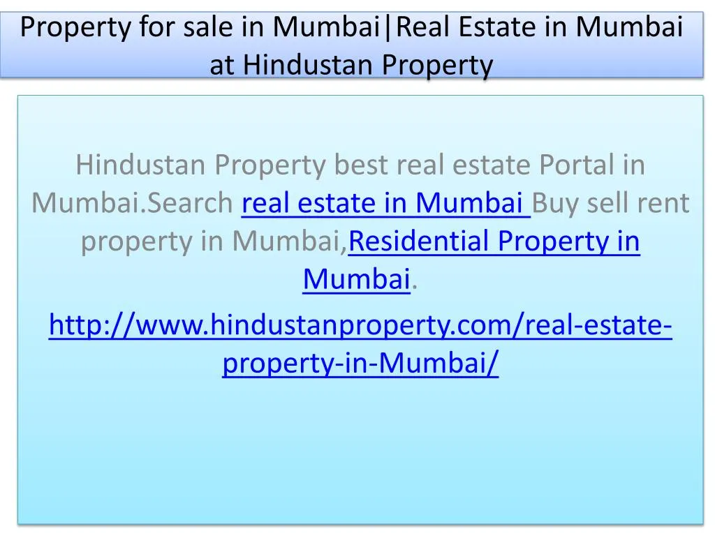 property for sale in mumbai real estate in mumbai at hindustan property