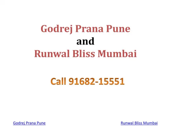 New Launch Godrej Prana & Runwal Bliss