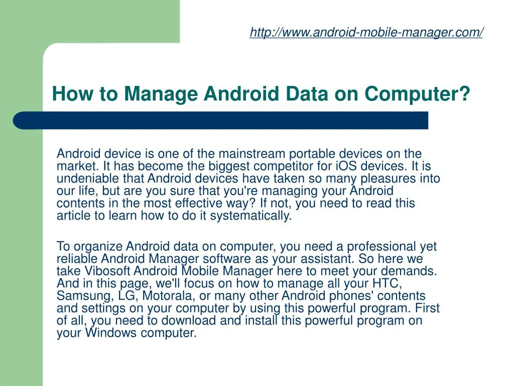 how to manage android data on computer