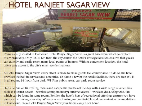 Hotel ranjeet sagar view