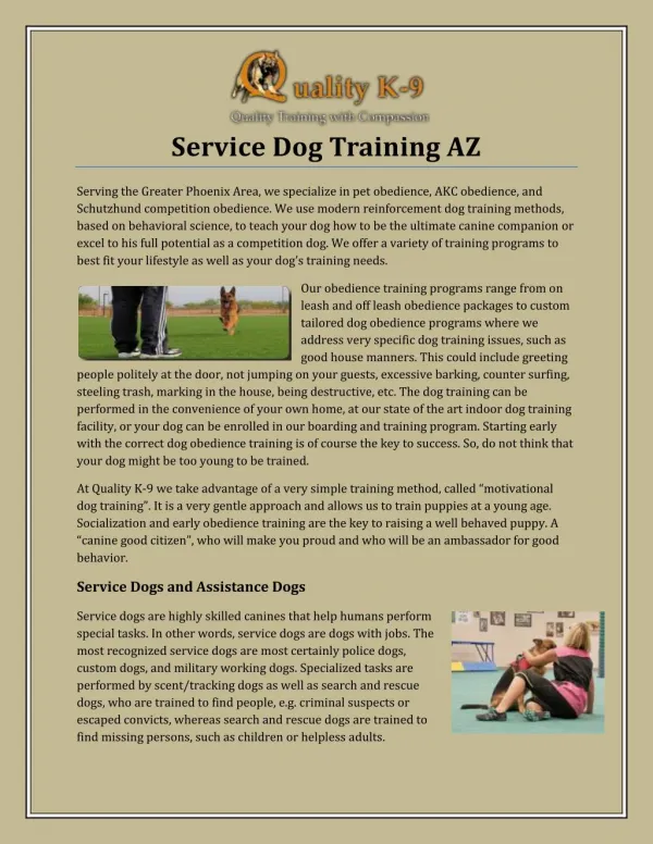 Service Dog Training AZ