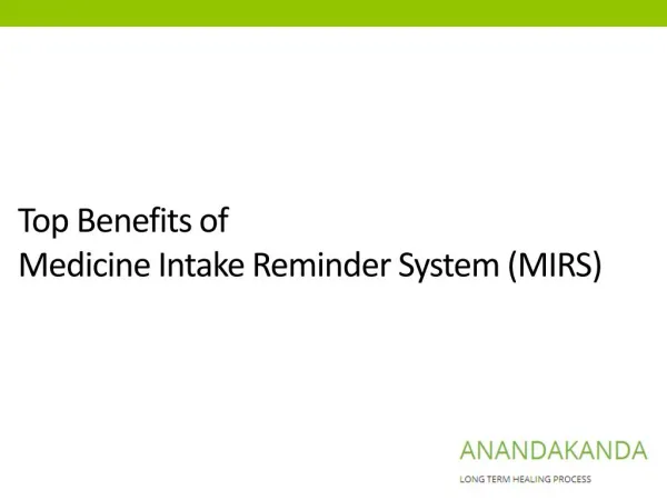 Top Benefits of Medicine Intake Reminder System (MIRS)