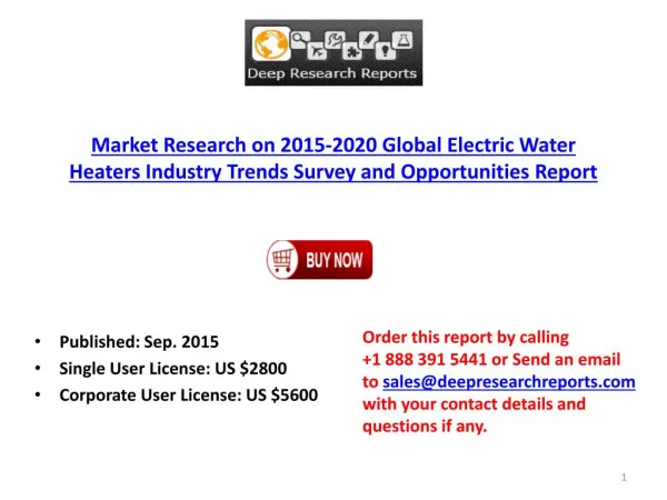 2015 Global Electric Water Heaters Industry Trends Survey and Opportunities Report