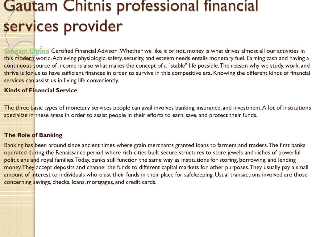 gautam chitnis professional financial services provider