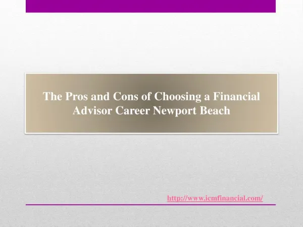 The Pros and Cons of Choosing a Financial Advisor Career Newport Beach