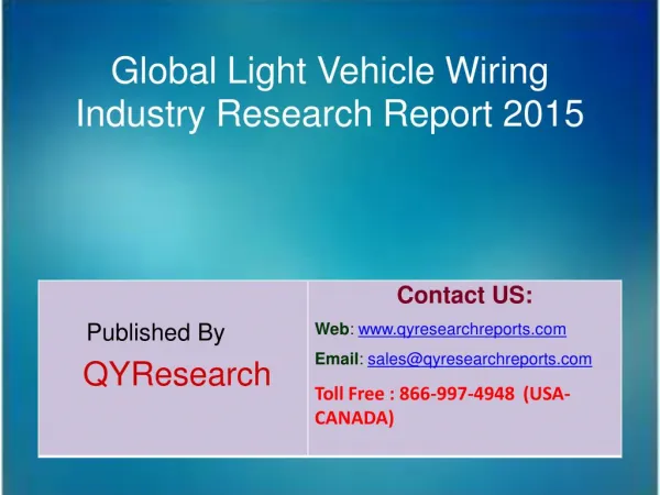 Global Light Vehicle Wiring Market 2015 Industry Growth, Analysis, Research and Development