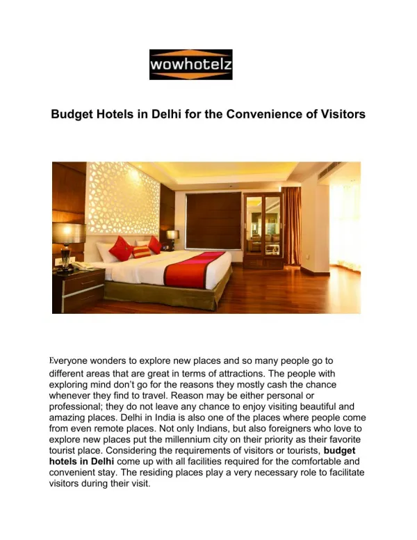 Book Budget Hotels in Delhi