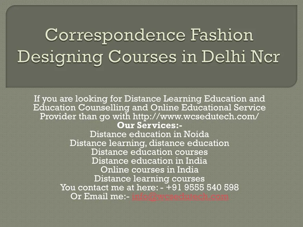 correspondence fashion designing courses in delhi ncr