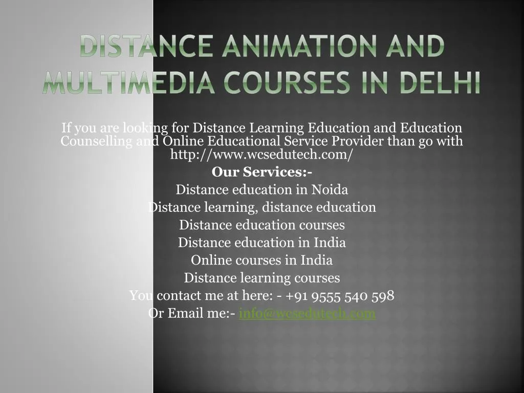 distance animation and multimedia courses in delhi