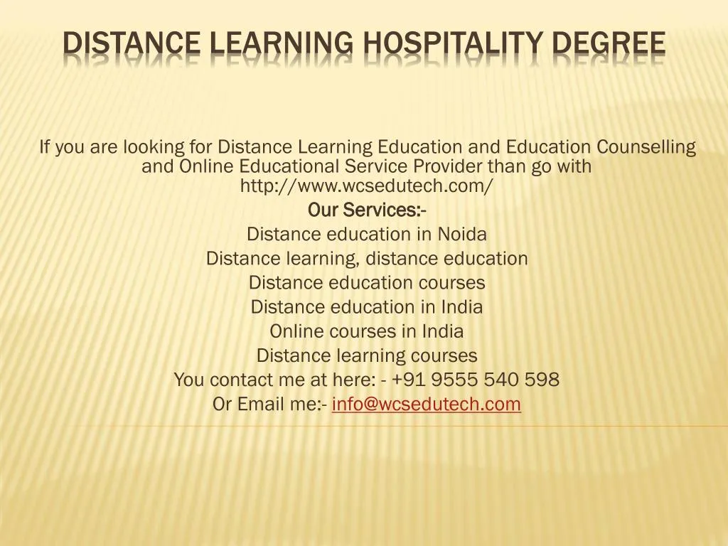 distance learning hospitality degree