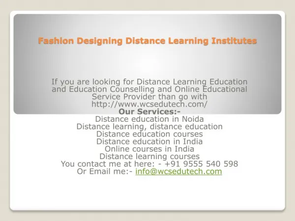 Fashion Designing Distance Learning Institutes