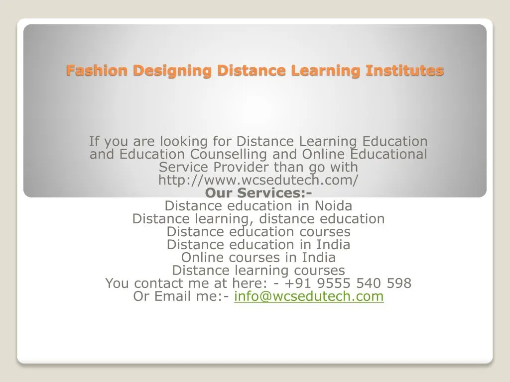 fashion designing distance learning institutes