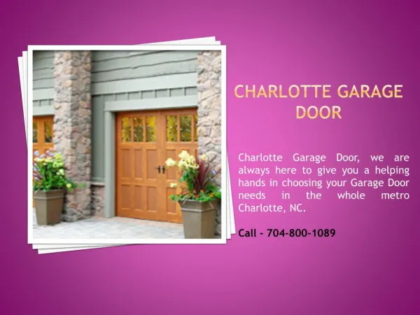 Garage Door Repair & Installation in Charlotte NC