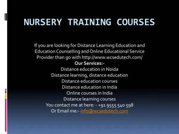 nursery training courses