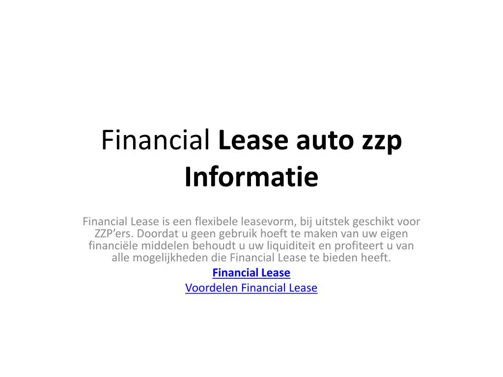 financial lease auto zzp informatie