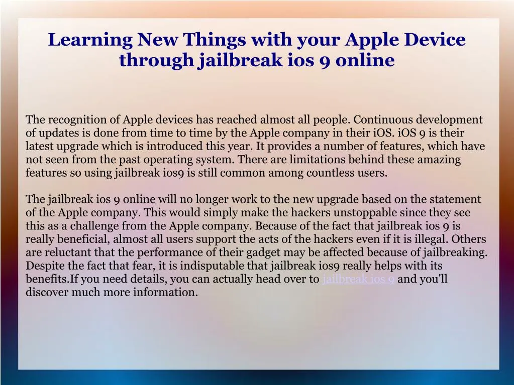 learning new things with your apple device through jailbreak ios 9 online