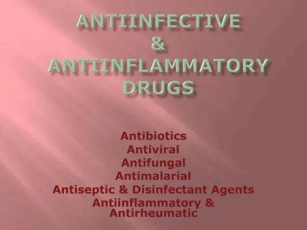 Antiinfective Antiinflammatory Drugs
