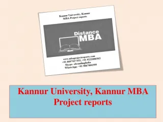 Kannur University, Kannur MBA Project reports - slide 1