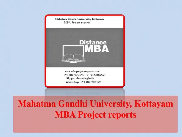 Mahatma Gandhi University, Kottayam MBA Project reports