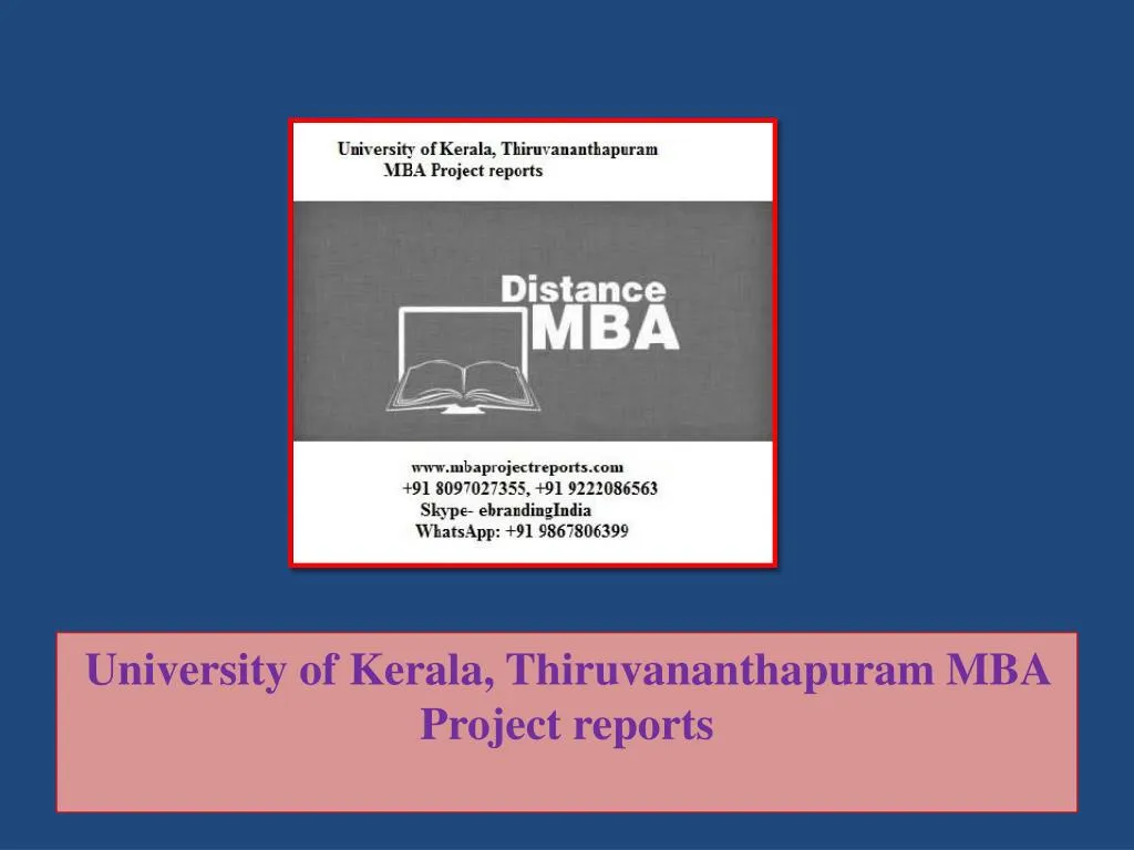 university of kerala thiruvananthapuram mba project reports