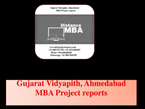 Gujarat Vidyapith, Ahmedabad MBA Project reports