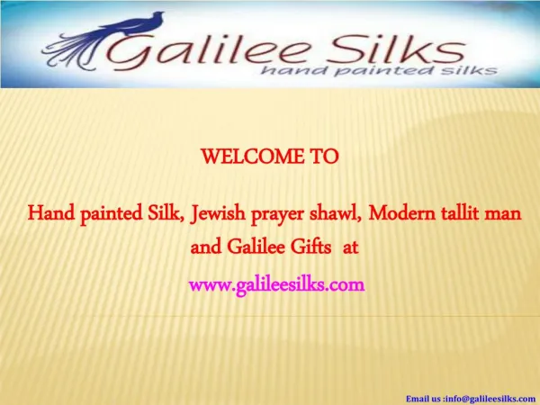 Modern Tallit and Jewish prayer shawl Hand Painted for men at Galilee Silks