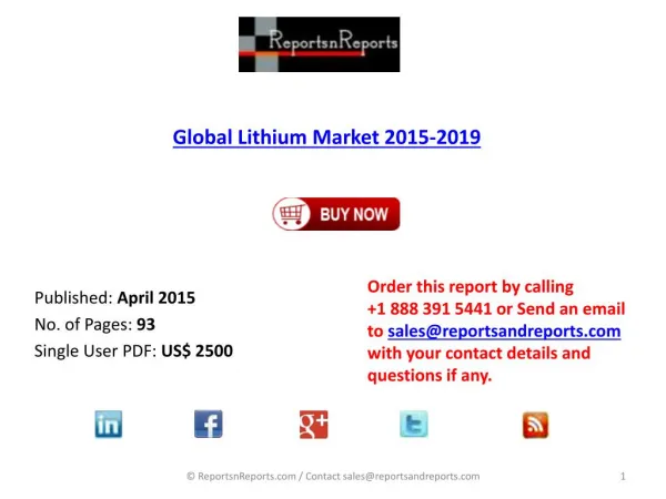 EV and Hybrid Vehicles are the Lithium Market Latest Trend till 2019