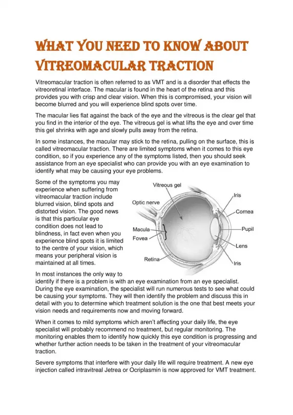 What You Need to Know About Vitreomacular Traction