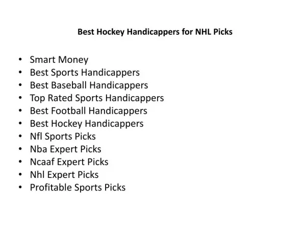 Best Hockey Handicappers for NHL Picks