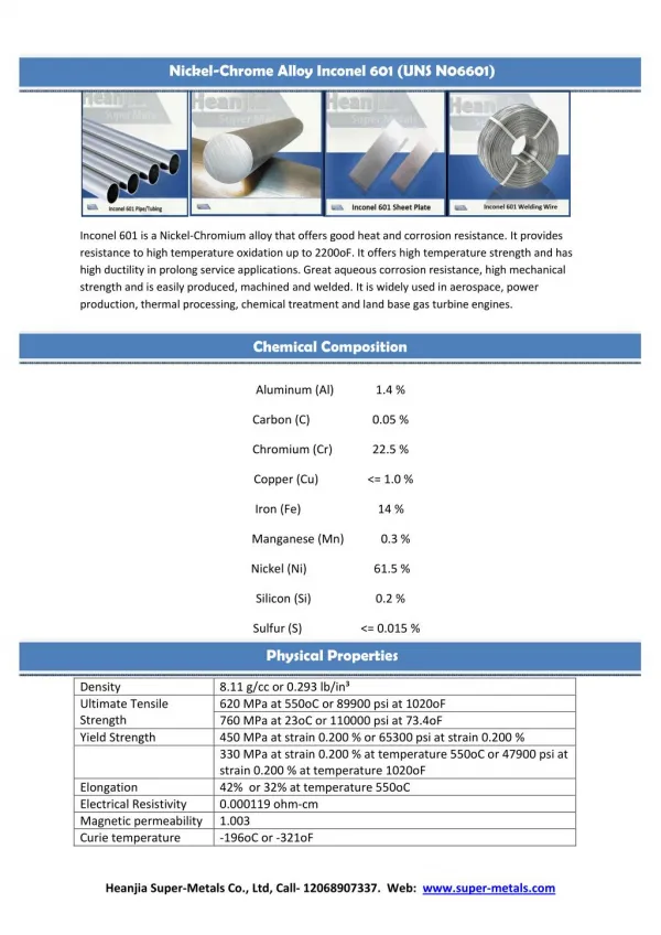 Inconel Alloy 601