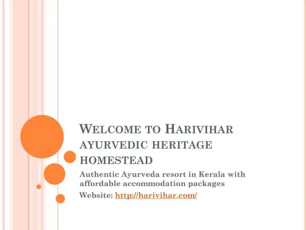 Ayurvedic Resort in Kerala - the HariVihar