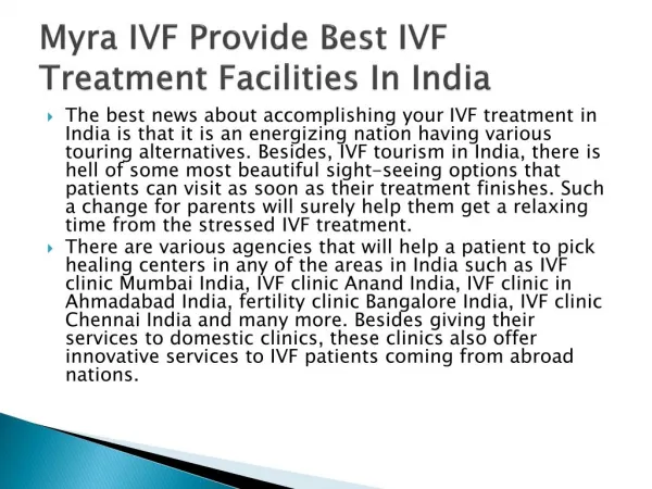 Myra IVF Provide Best IVF Treatment Facilities In India