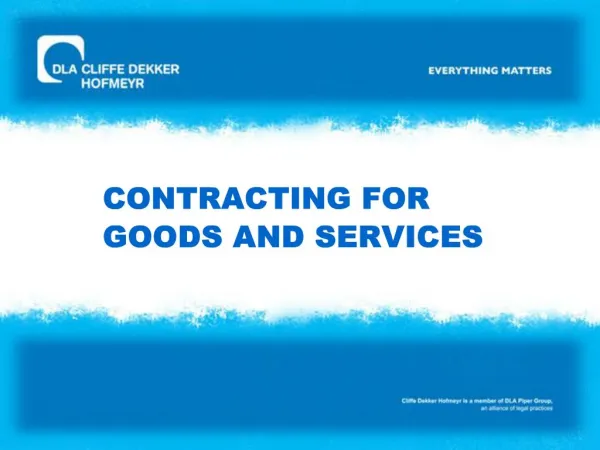 CONTRACTING FOR GOODS AND SERVICES