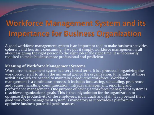 Workforce Management System and its Importance for Business Organization