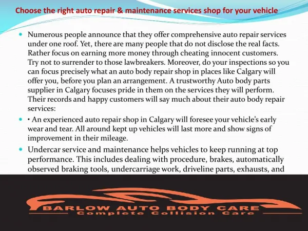 Calgary Auto Body Shop