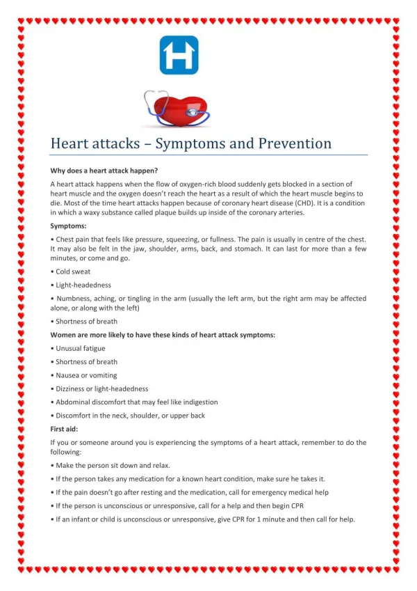 Heart attacks Symptoms and Prevention